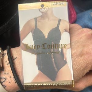 NWT Juicy Couture Sexy Black Lace & Mesh Bodysuit